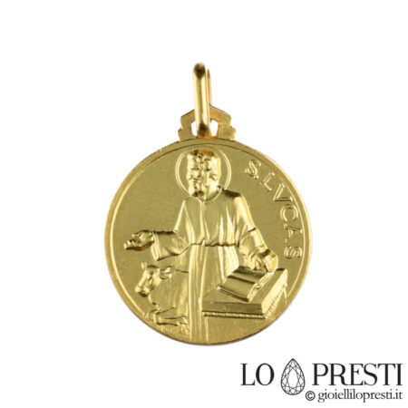 Pingente de medalha dos santos em ouro amarelo de São Lucas