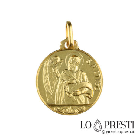 sacred saint matthew pendant in 18 kt yellow gold