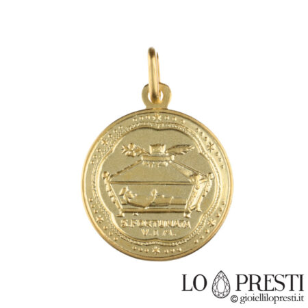 Médaille du saint porte-bonheur en or jaune 18 ct