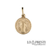 Médaille Saint Benoît en or jaune 18 kt