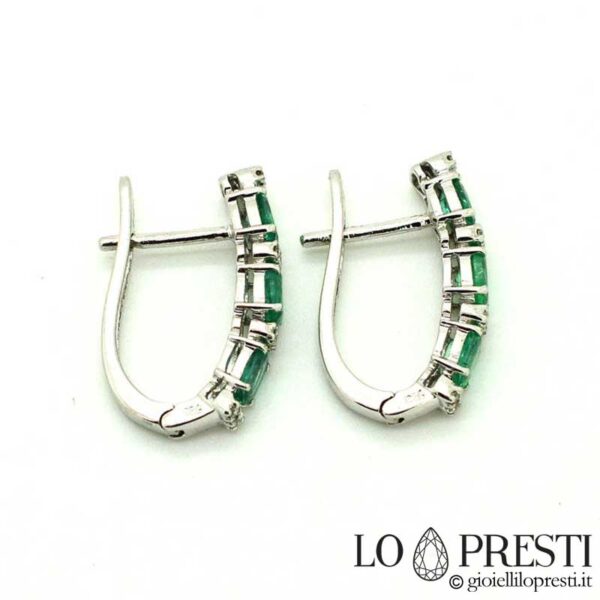 bush earrings with emeralds and diamonds 18kt gold trilogy earrings with natural emerald and certified diamonds