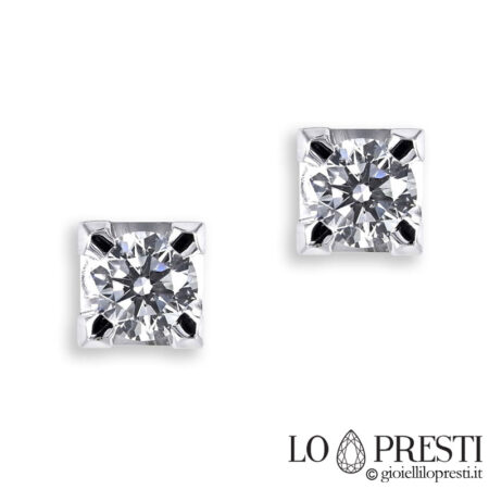 Men's and women's earrings with brilliant cut diamond