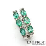 bushes trilogy pendant earrings with emeralds and brilliant diamonds bushes earrings with natural emerald and diamonds 18kt white gold