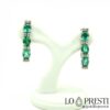 orecchini pendenti boccole trilogy con smeraldo smeraldi diamanti brillanti certificati oro bianco 18kt gioielli artigianali con smeraldo