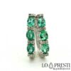 pendant earrings with emerald emeralds brilliant diamonds 18kt white gold trilogy earrings with emeralds