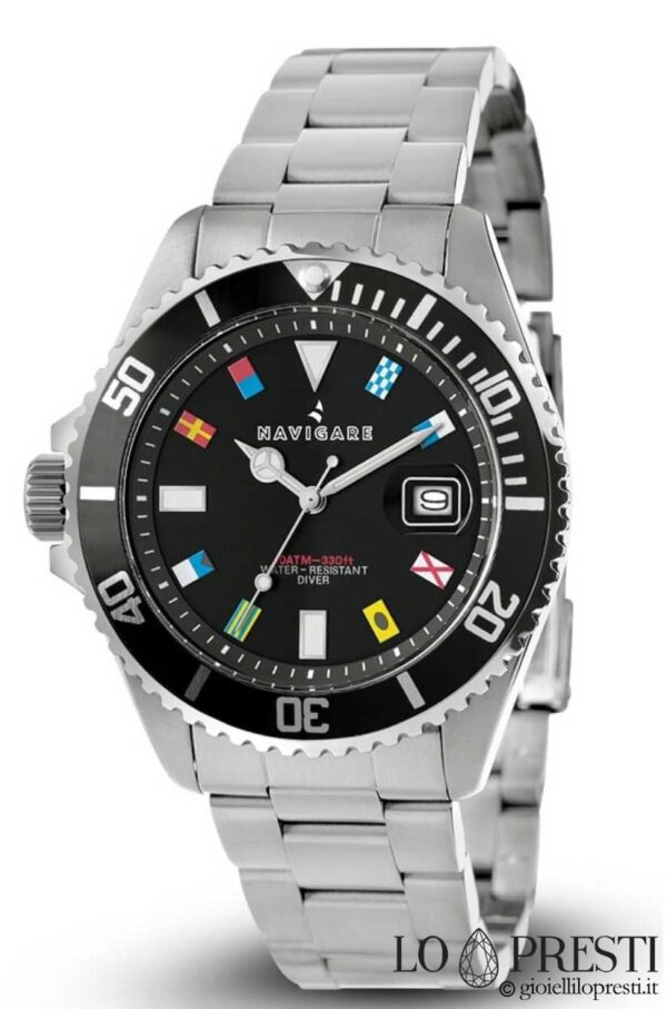 left-handed men's watch watch navigate cuba miyota quartz movement with date steel case black water resistant 10 ATM