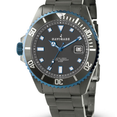 men's watch watch navigate cuba anthracite miyota movement quartz with date steel IP gun water resistant 10ATM