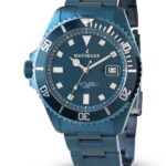 Relógio masculino navegar cuba azul miyota movimento de quartzo com data aço ip azul resistente à água 10ATM