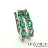 trilogy orecchini pendenti con smeraldo smeraldi e diamanti brillanti oro bianco 18kt orecchini artigianali con smeraldo