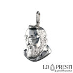 Pendentif visage de Padre Pio en or blanc 18 ct
