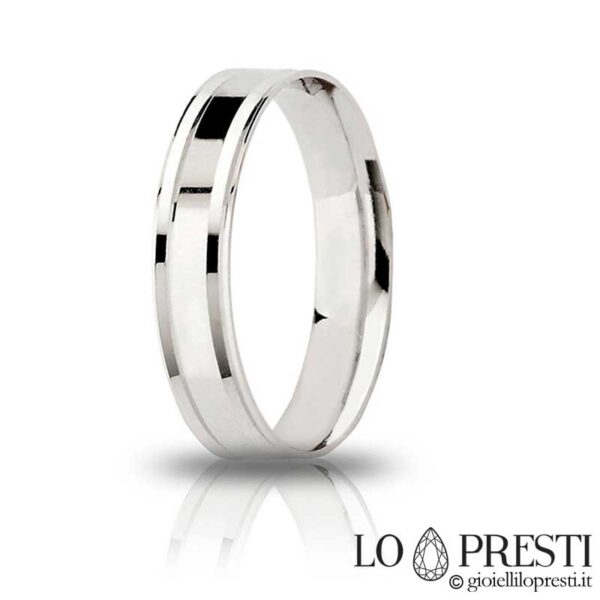 Anel de casamento para homens e mulheres anel unoaerre 925 prata plana brilhante bordas ranhuradas girassol anel de casamento unoaerre prata noivado