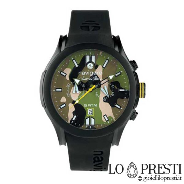 montre-homme-navigation-montre-vent-de-mer-noir-mimetic-chronographe bracelet silicone
