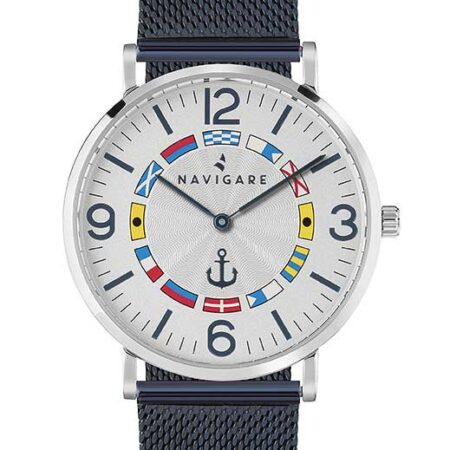 Relógio masculino menino navegar relógio itaca bandeiras azul quartzo movimento pulseira de aço pulseira de malha de milão