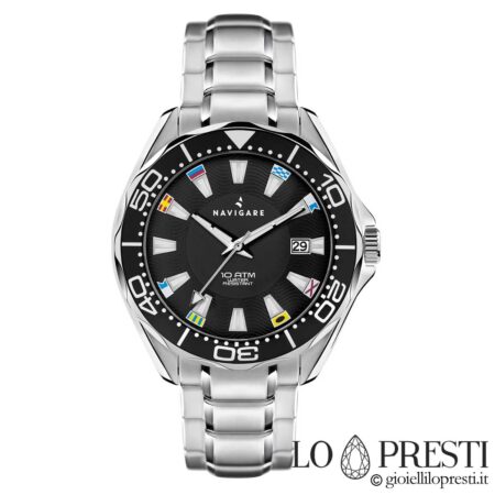 watch watch navigate man ocean flags black steel quartz with date water resistant 10atm watches watches navigate man man