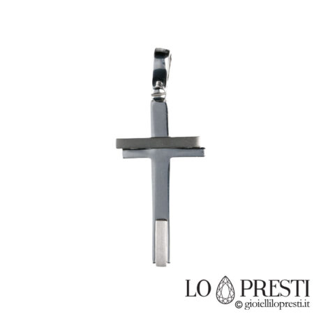 18 kt white gold modern cross without Christ