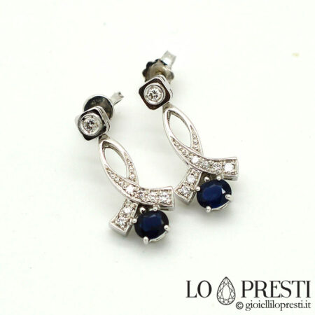 women's pendant earrings with sapphires and diamonds