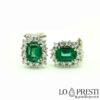 natural emerald earrings and certified brilliant diamonds