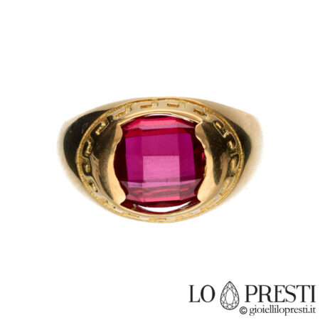 bague homme or pierre rouge