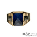 Men's blue zircon knight ring