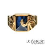 кольцо со змеей из голубого камня 18 карат