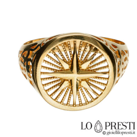 round gold knight ring for men