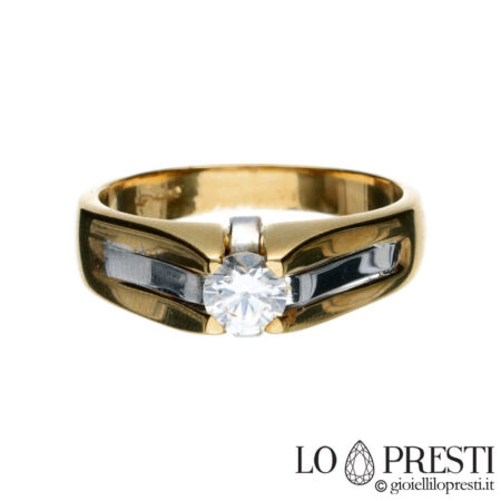 Solitaire man ring 18 kt ring man