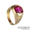 bague homme or pierre rouge
