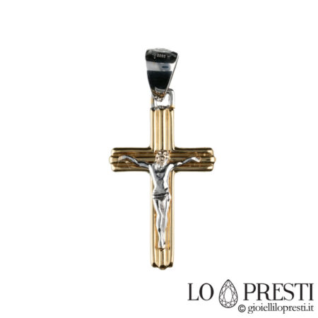 cross in 18 kt white and yellow gold