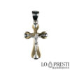 Unisex cross in 18 kt white and yellow gold