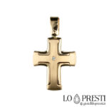 Крест из желтого золота 18 карат с бриллиантом для мужчин и женщин