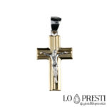18 kt two-tone gold cross with Christ