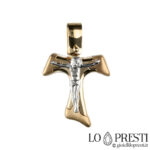 Tau cross with Christ in 18 kt gold