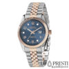 Rose gold women's watch, blue dial with diamonds