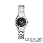 Black quartz women's watch with diamonds