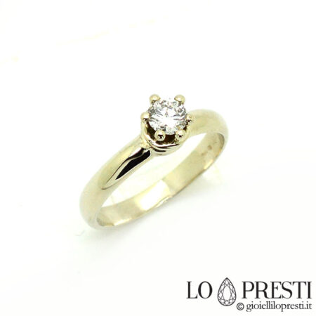 Solitaire ring with igi-hrd-gia certified brilliant cut diamond