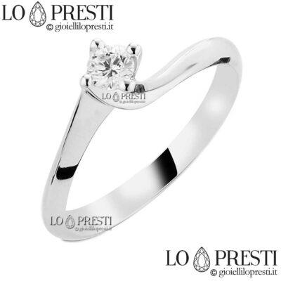 anello solitario modello valentino con diamante brillante oro bianco 18kt
