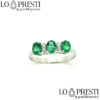 trilogy ring with natural emerald diamonds 18kt white gold trilogy with precious stones