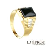 ring for men and women chevalier band pinky onyx rectangular yellow gold polished knurled white