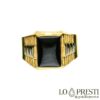 personalized pinky chevalier band ring for men and women in yellow gold and white onyx
