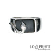 Men's ring with 18kt white gold onyx