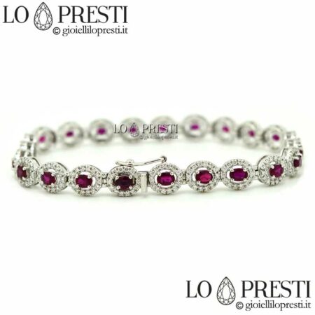 mga bracelet ng tennis bracelet na may white gold certified ruby ​​​​diamonds