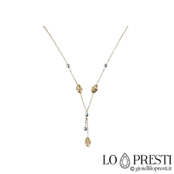white and yellow gold necklace with pendant