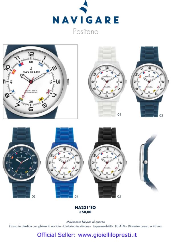 Relógios para homens e meninos navegam na coleção Outdoor Positano em silicone colorido
