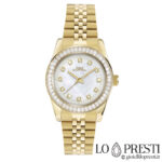 Gold-plated women's watch with quartz stones