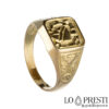anillo de hombre octogonal escudo de armas caballero sello meñique oro de 18 quilates