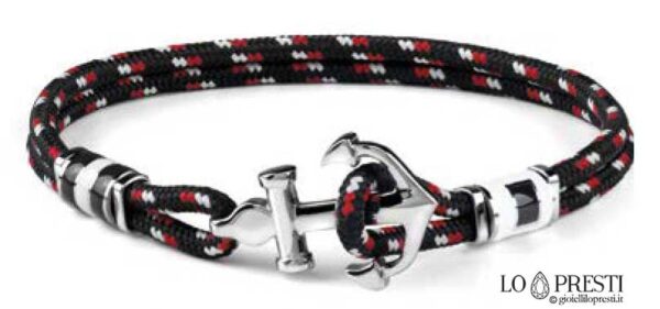 summer bracelet for men and boys in colored rope and steel with anchor
