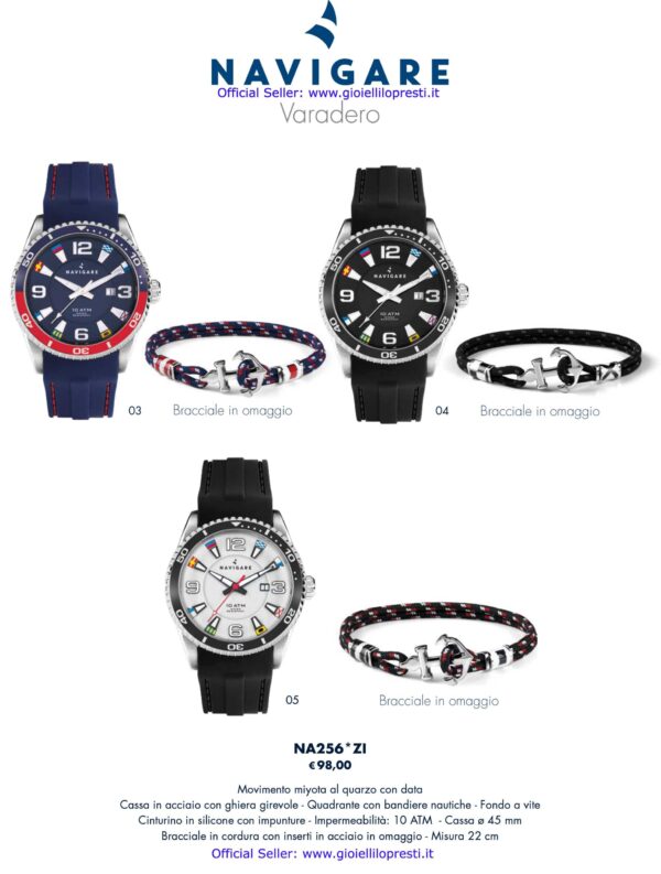 catalogue de montres naviguer montres varadero hommes garçon sport acier silicone avec drapeaux résistants à l'eau