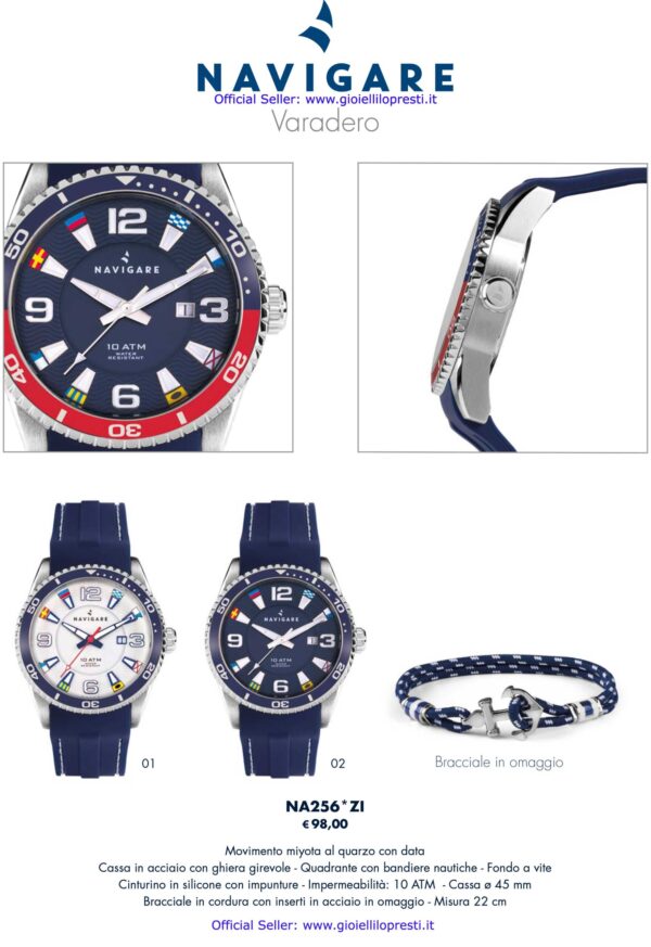 collection catalog watches navigate watches varadero quartz steel case blue silicone flags with steel anchor rope bracelet