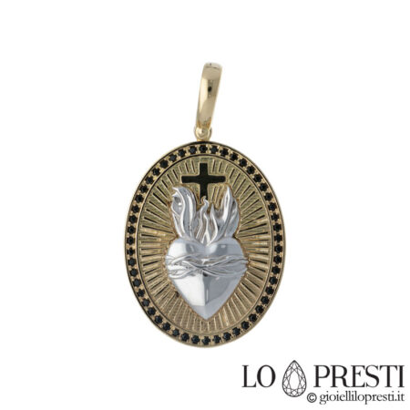 sacred heart pendant with black zircons