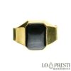 18kt yellow gold men's and women's chevalier pinky band ring with octagonal onyx